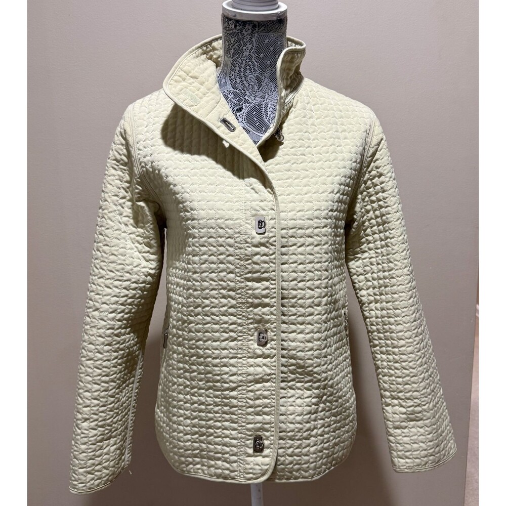 Gallery Womens S Yellow Quilted Hooded Coat Toggle Front Zip Pocket Lined Jacket